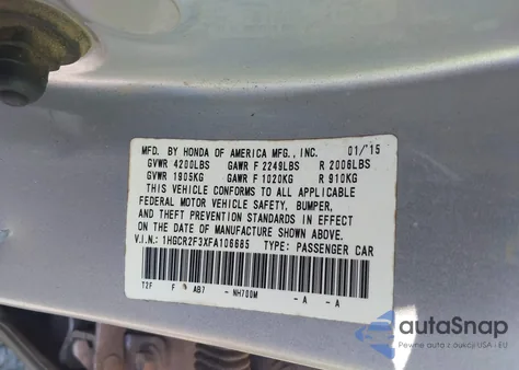 2015 Honda Accord Lx z USA, uszkodzony, nr VIN 1HGCR2F3XFA106685